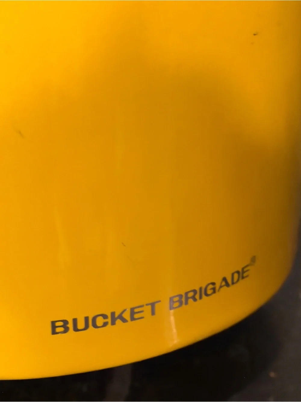 Vintage MCM Morgan Bucket Brigade Yellow Ice Bucket with White Handle